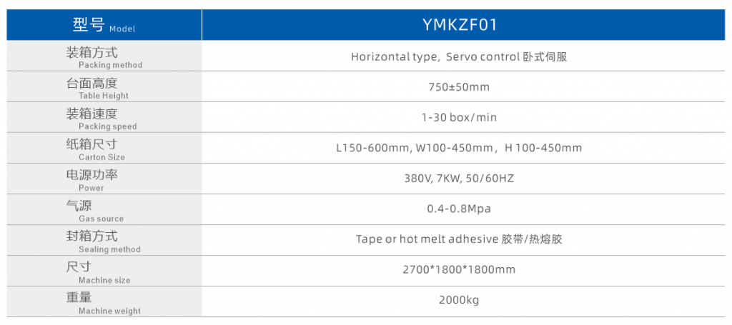臥式自動開裝封一體機(jī)參數(shù)